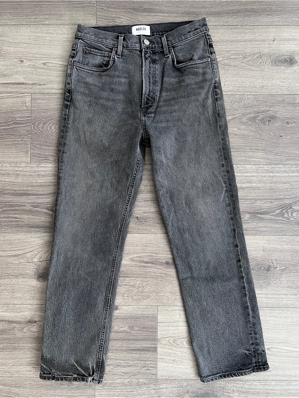 AGOLDE Vintage Straight Leg Jeans Size 27 Gray Wash High Rise Grunge Retro 90s
